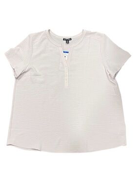 Hilary Radley Cream Textured Henley Top Women’s Large Short Sleeve Blouse